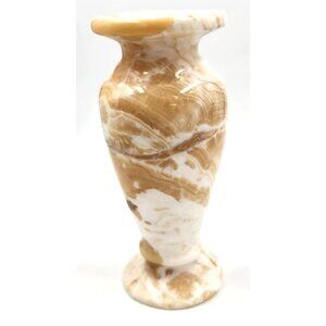 Vintage Marbled Onyx Alabaster Stone Vase 7.25 inches tall x 3 inches wide
